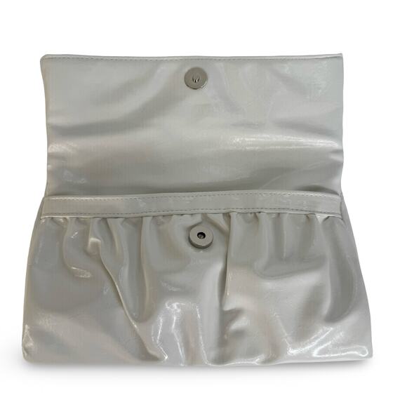 White Faux Patent Foldover Clutch Purse by Style & Co – Ruched Front Snap Close - Picture 7 of 16